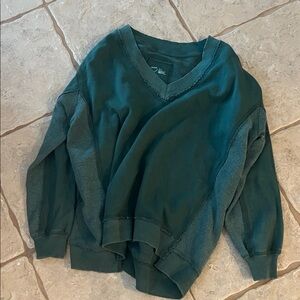 Aerie Forest Green V-Neck Sweater